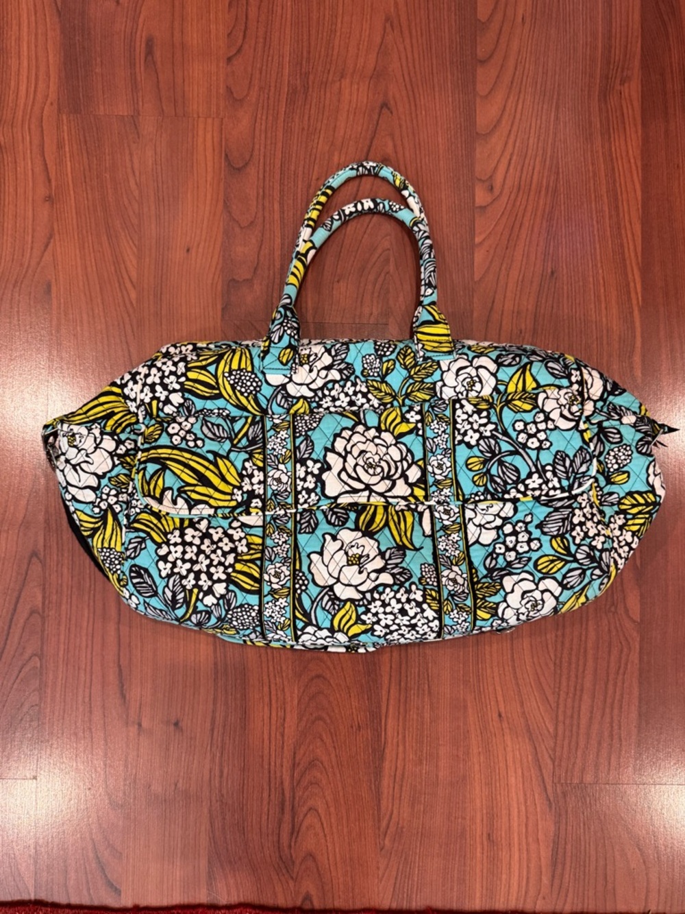 Vera Bradley Quilted Floral Weekender Bag in Turquoise, Green & White